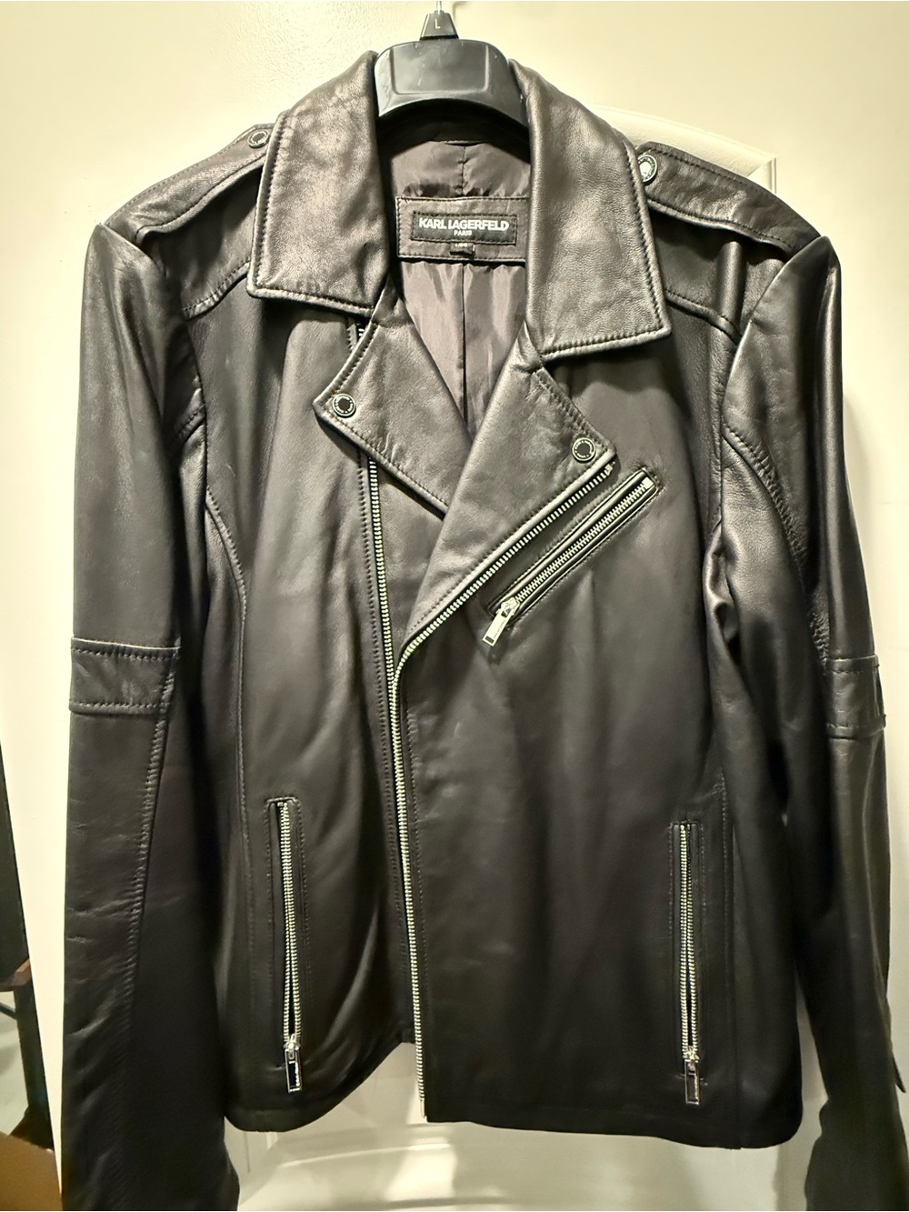 Karl Lagerfeld Black Leather Biker Jacket